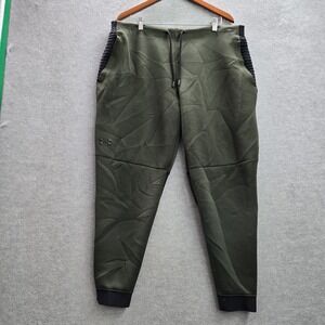 Under Armour Men Activewear Pants 2XL Green Sweatpants Zipper 29" Inseam Logo